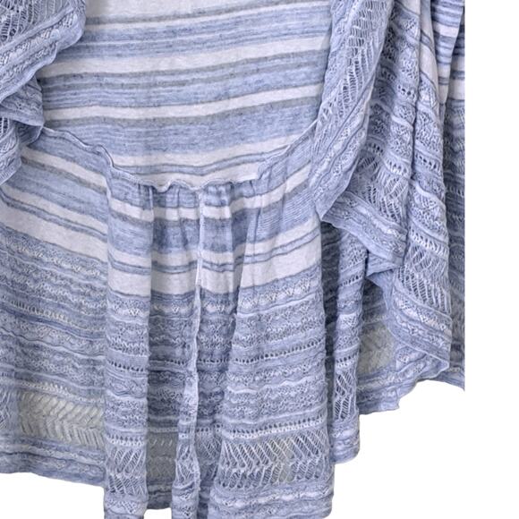 NWOT Knitted & Knotted Blue Lace Crochet Round Hem Ruffle Open Front Cardigan S - Picture 6 of 16